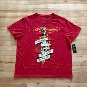 Ed Hardy Red Skull Graphic Tee XL NWT